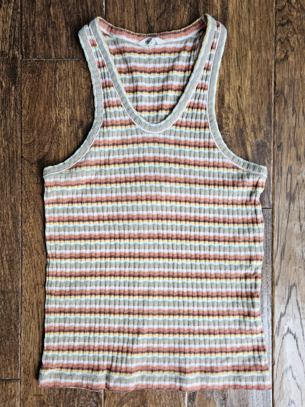 Madewell Ribbed Striped Tank Top in Peach, Cream & Sage